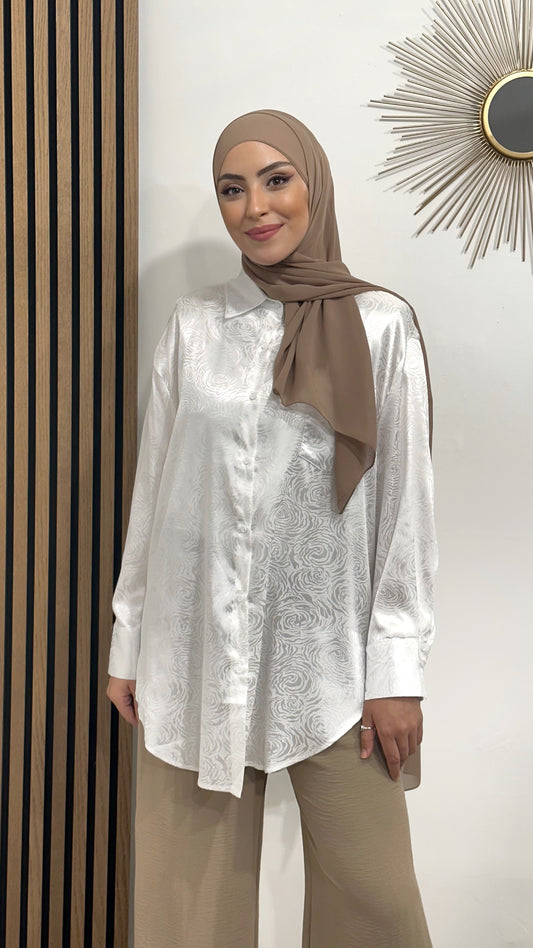 Hijab Paradise, tunica lunga,  donna musulmana, bianca