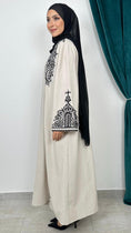 Carica l'immagine nel visualizzatore della galleria, Abaya beige due pezzi ricamata