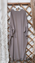 Load image into Gallery viewer, Hijab Paradise, gruccia, maniche a frisè, vestito lungo, abaya, vestito largo, da preghiera antracite