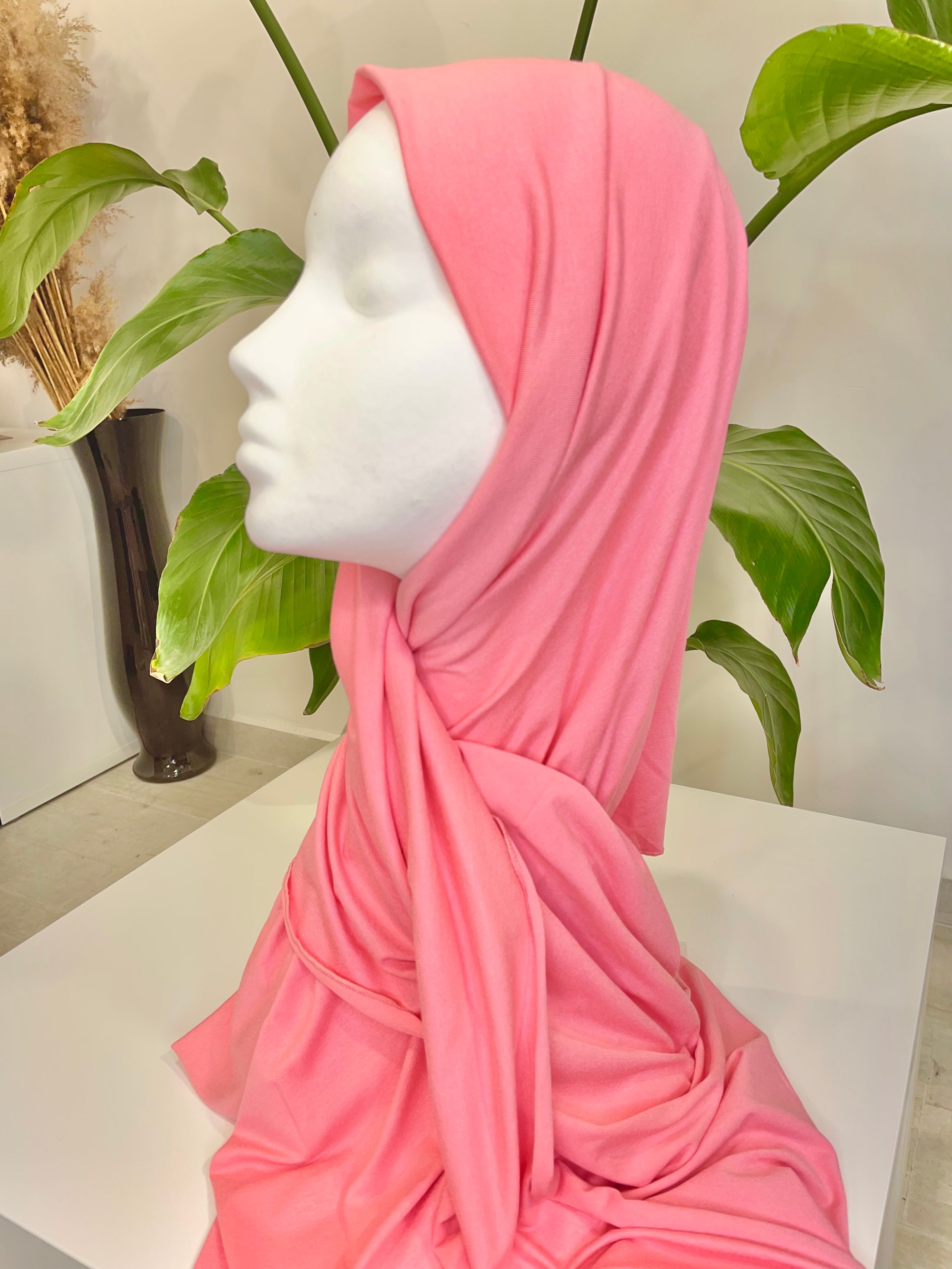 Hijab Jersey rosa flamingo-orlo FlatlockHijab, chador, velo, turbante, foulard, copricapo, musulmano, islamico, sciarpa, 