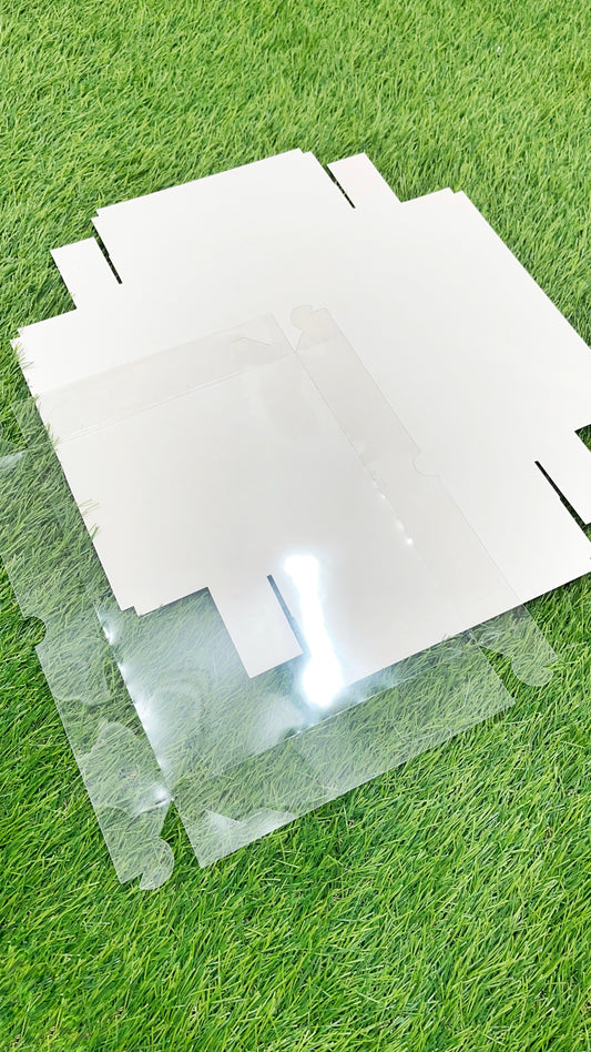 Scatola bianca con coperchio trasparente