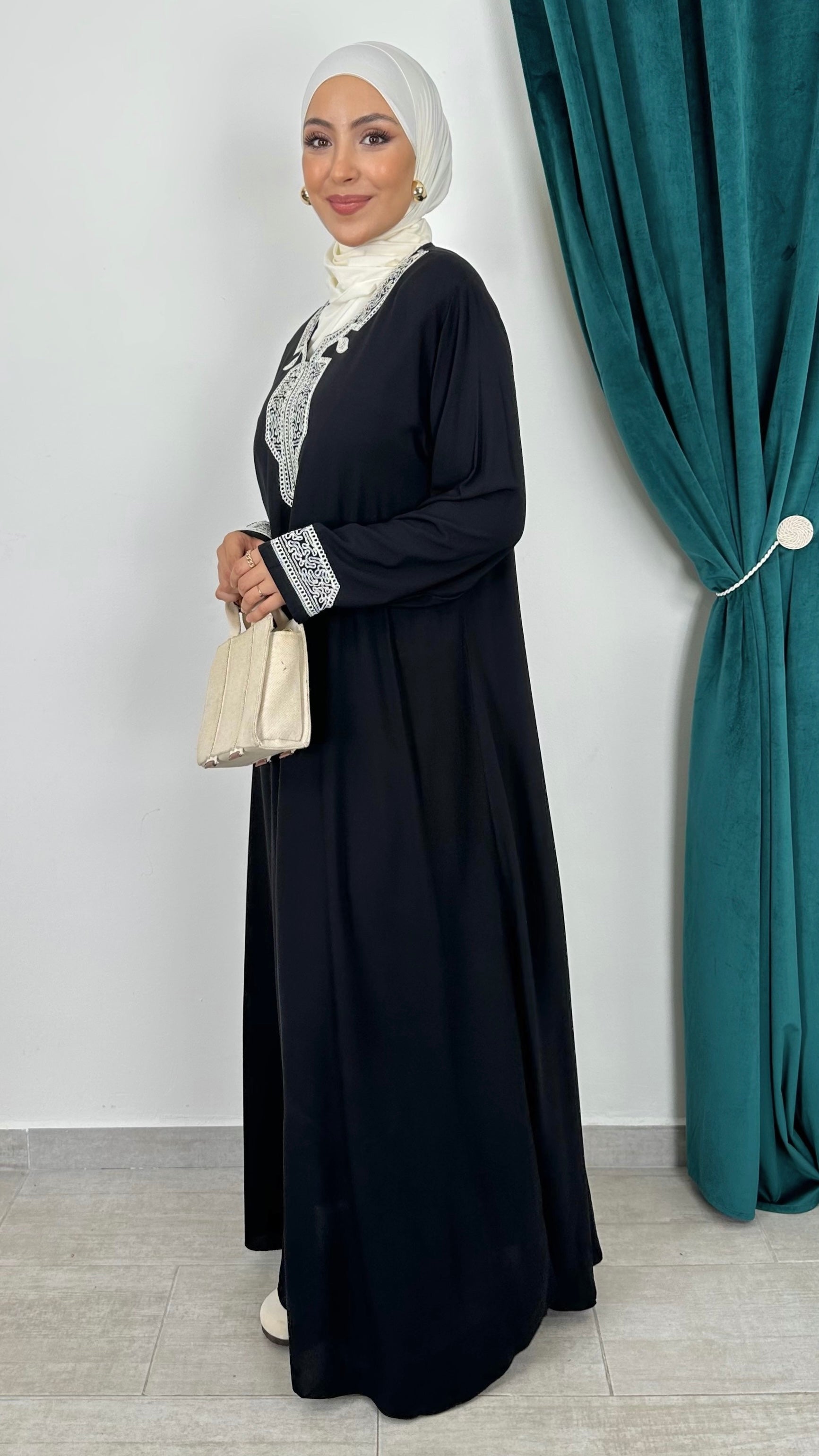 Gandora maniche lunghe ricami - Noir