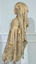 Carica l'immagine nel visualizzatore della galleria, Royal Paisley Pashmina Taupe&Champagne
