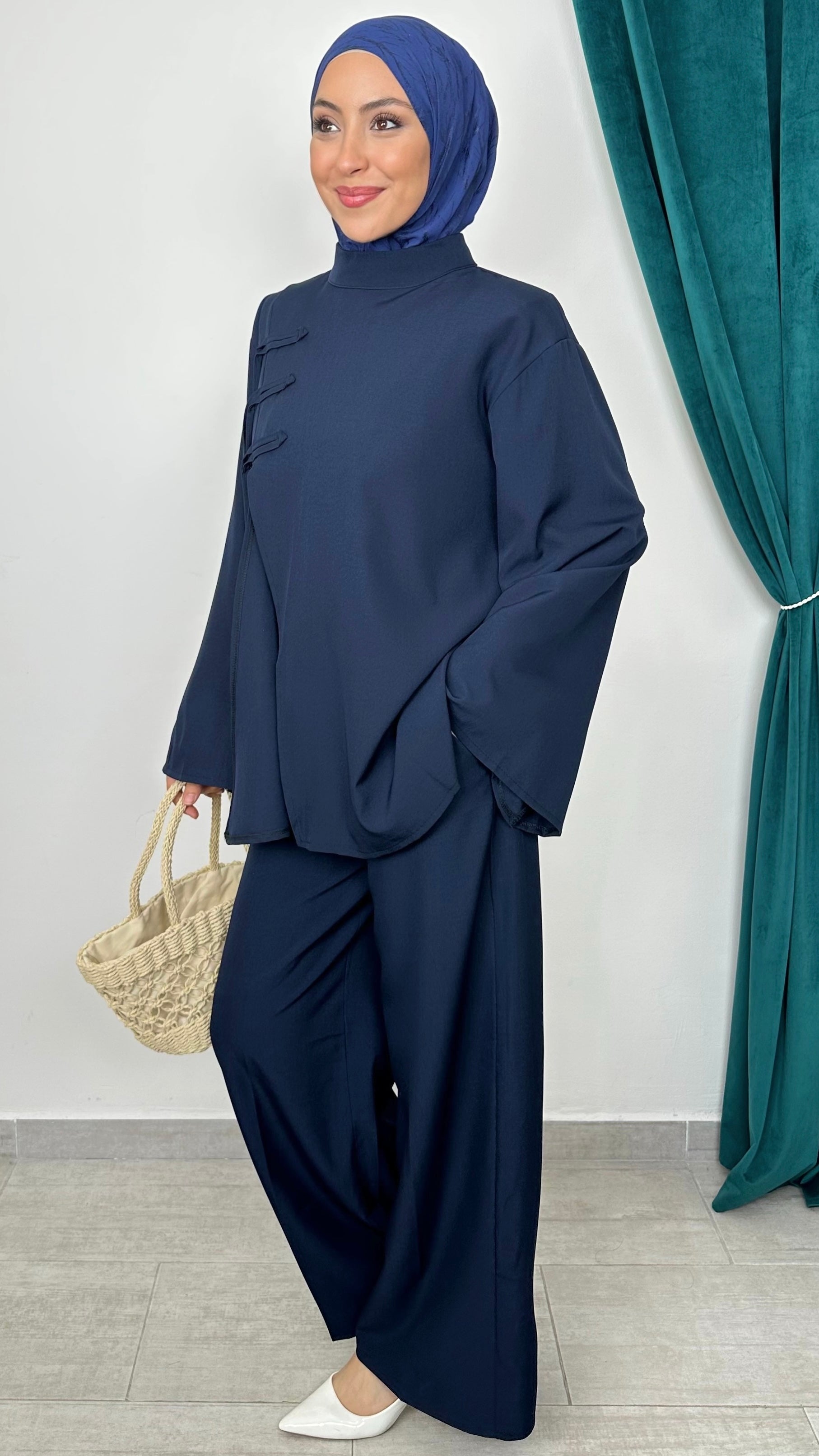 Coordinato Corean Blu Notte - Hijab Paradise 