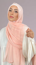 Load image into Gallery viewer, Hijab, chador, velo, turbante, foulard, copricapo, musulmano, islamico, sciarpa,  trasparente, chiffon crepe Rosa baby
