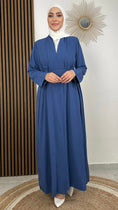 Load image into Gallery viewer, Kimono, aperto, tinta unita, Hijab Paradise, cintura in vita, maniche larghe, vestito islamico, vestito modest,  blu
