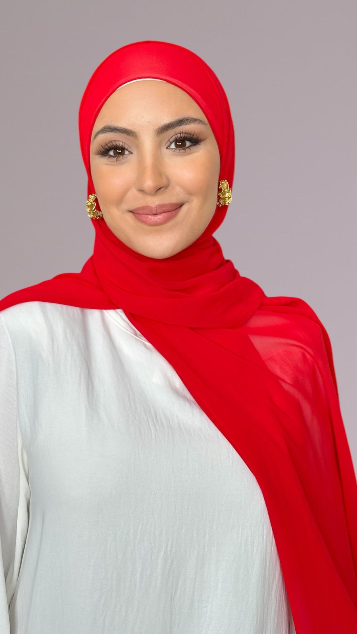 Red Crepe Chiffon Hijab