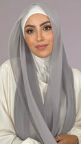 Bild in Galerie-Betrachter laden, Hijab, chador, velo, turbante, foulard, copricapo, musulmano, islamico, sciarpa,  trasparente, chiffon crepe grigio
