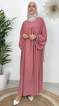 Load image into Gallery viewer, Abaya premaman, abaya larga , abaya con zip per allattare, Hijab , Hijab Paradise, maniche larghe, donna musulmana, tacchi , rosa 
