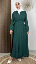 Load image into Gallery viewer, Kimono, aperto, tinta unita, Hijab Paradise, cintura in vita, maniche larghe, vestito islamico, vestito modest,  verde
