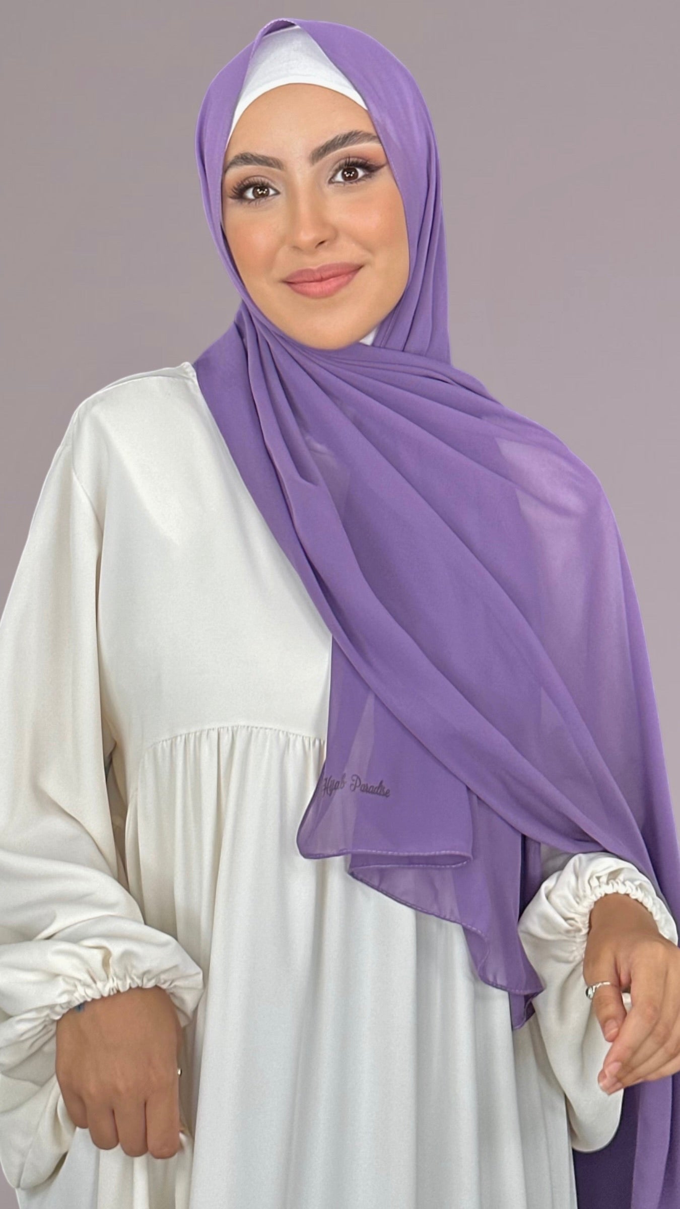 Hijab, chador, velo, turbante, foulard, copricapo, musulmano, islamico, sciarpa,  trasparente, chiffon crepe, hijab viola