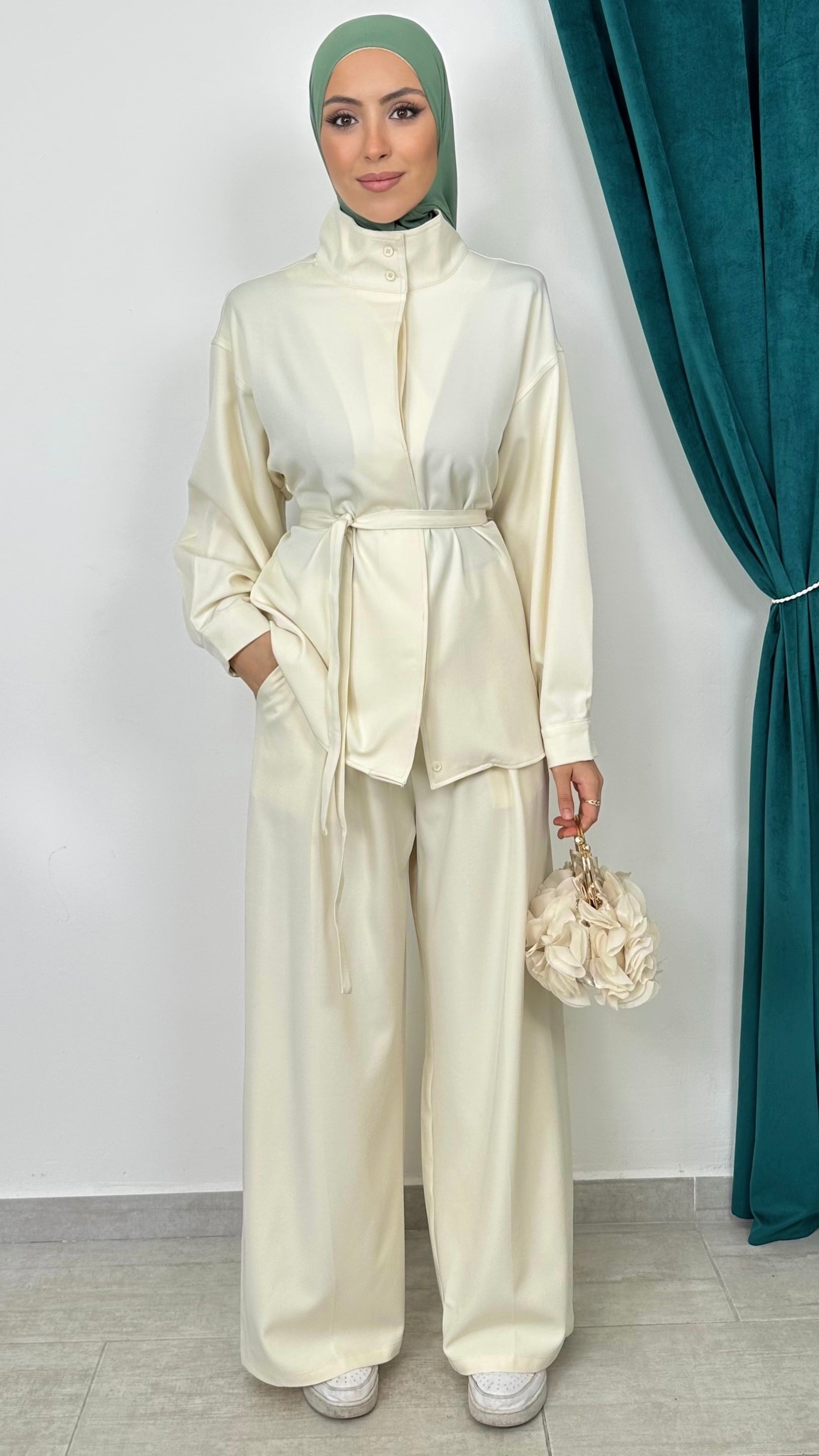 Silk Elegance Set Panna - Hijab Paradise 