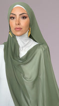 Load image into Gallery viewer, Dark Military Green Crepe Chiffon Hijab
