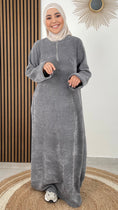 Carica l'immagine nel visualizzatore della galleria, Winter Abaya Mini Zip-Grigia- hijab paradise- vestito maglione lungo - scarpe - donna musulmana - hijab  - maglione lungo - donna musulmana 
