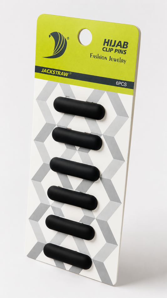 Hijab Clip Matte Nero – Set da 6