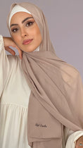 Load image into Gallery viewer, Hijab, chador, velo, turbante, foulard, copricapo, musulmano, islamico, sciarpa,  trasparente, chiffon crepe ghiaia
