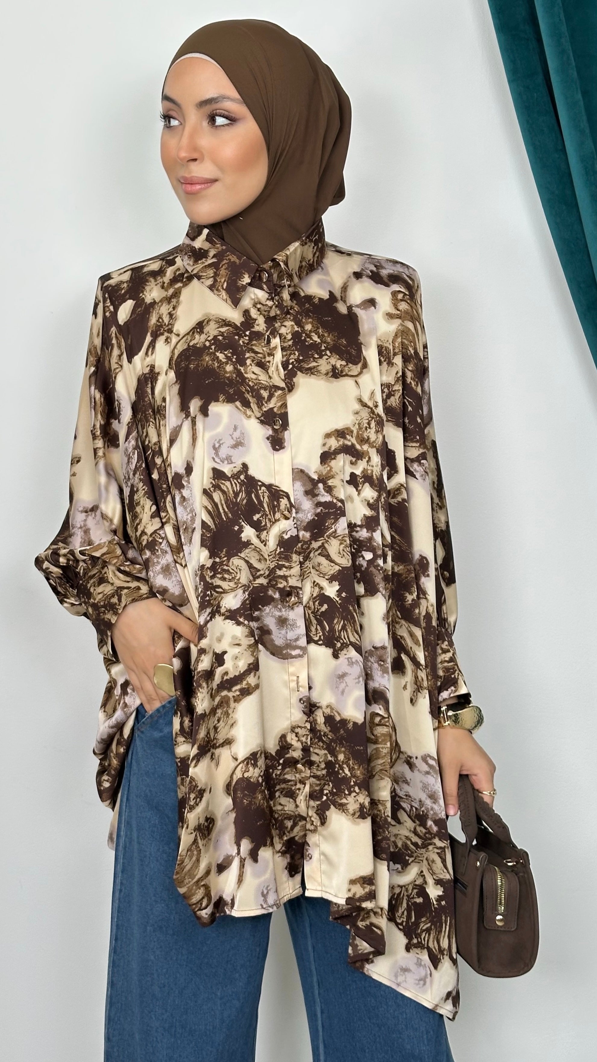 Camicia Oversize Marble Chic crema