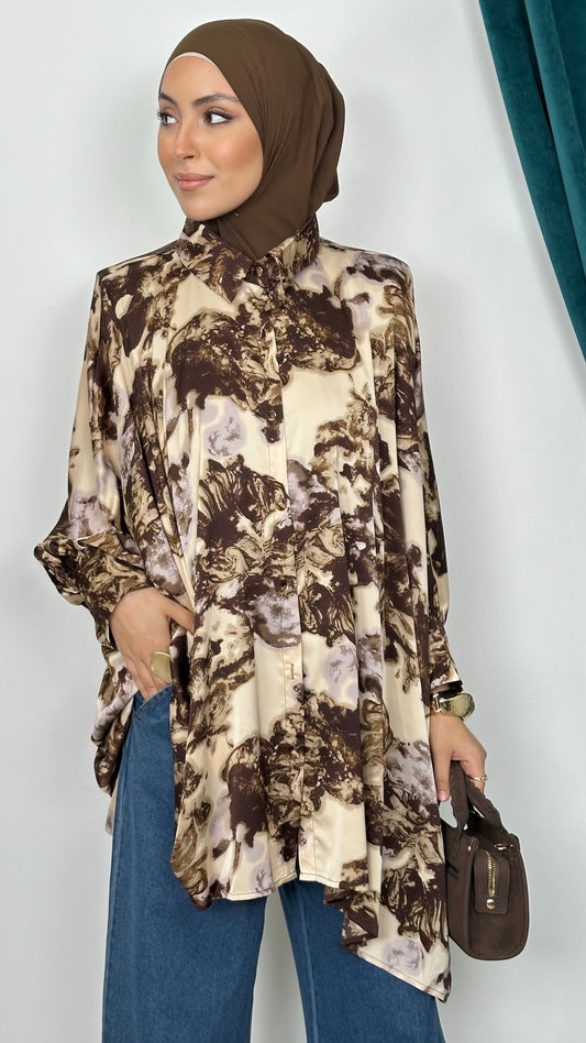 Camicia Oversize Marble Chic crema