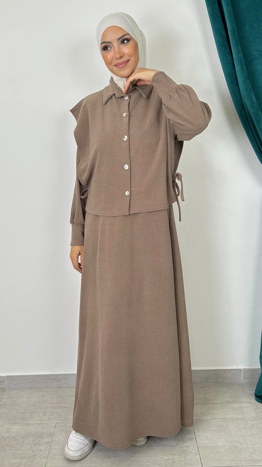 Velvet Rib Dress – Abito in Velluto a Coste con Fiocco Laterale