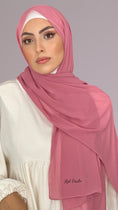 Cargar la imagen en la vista de la galería, Hijab, chador, velo, turbante, foulard, copricapo, musulmano, islamico, sciarpa,  trasparente, chiffon crepe Lampone Pastello
