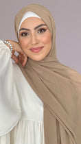 Load image into Gallery viewer, Hijab, chador, velo, turbante, foulard, copricapo, musulmano, islamico, sciarpa,  trasparente, chiffon crepeOlivastro

