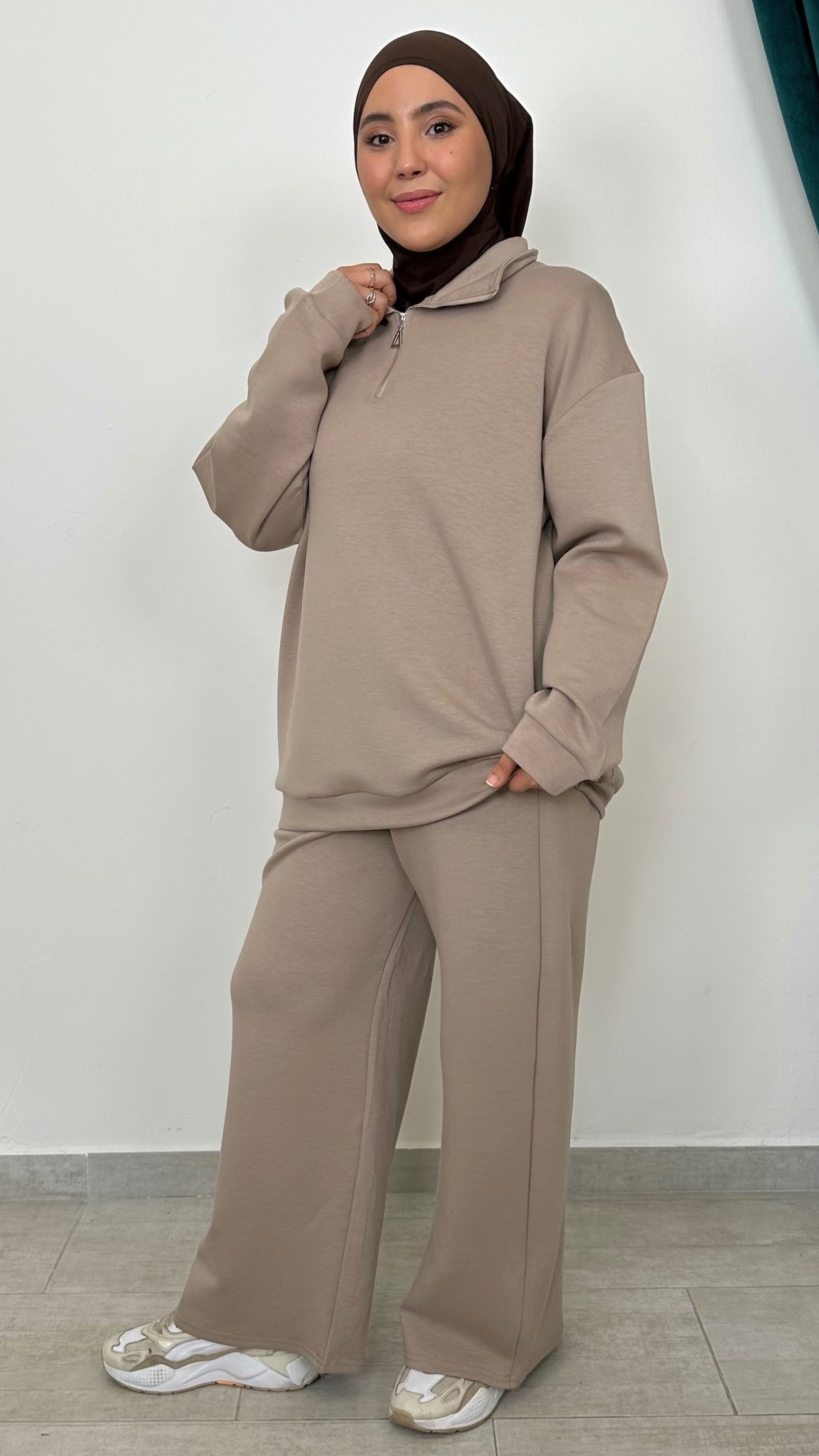 Tuta active zip taupe