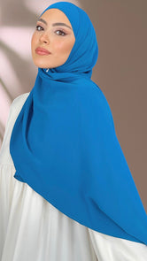 Striped Hijab - Hijab Paradise -Hijab Pronto da mettere - hijab rigato - elastico dietro - donna musulmana - foulard -copricapo- abaya palloncino - sorriso -azzurro reale