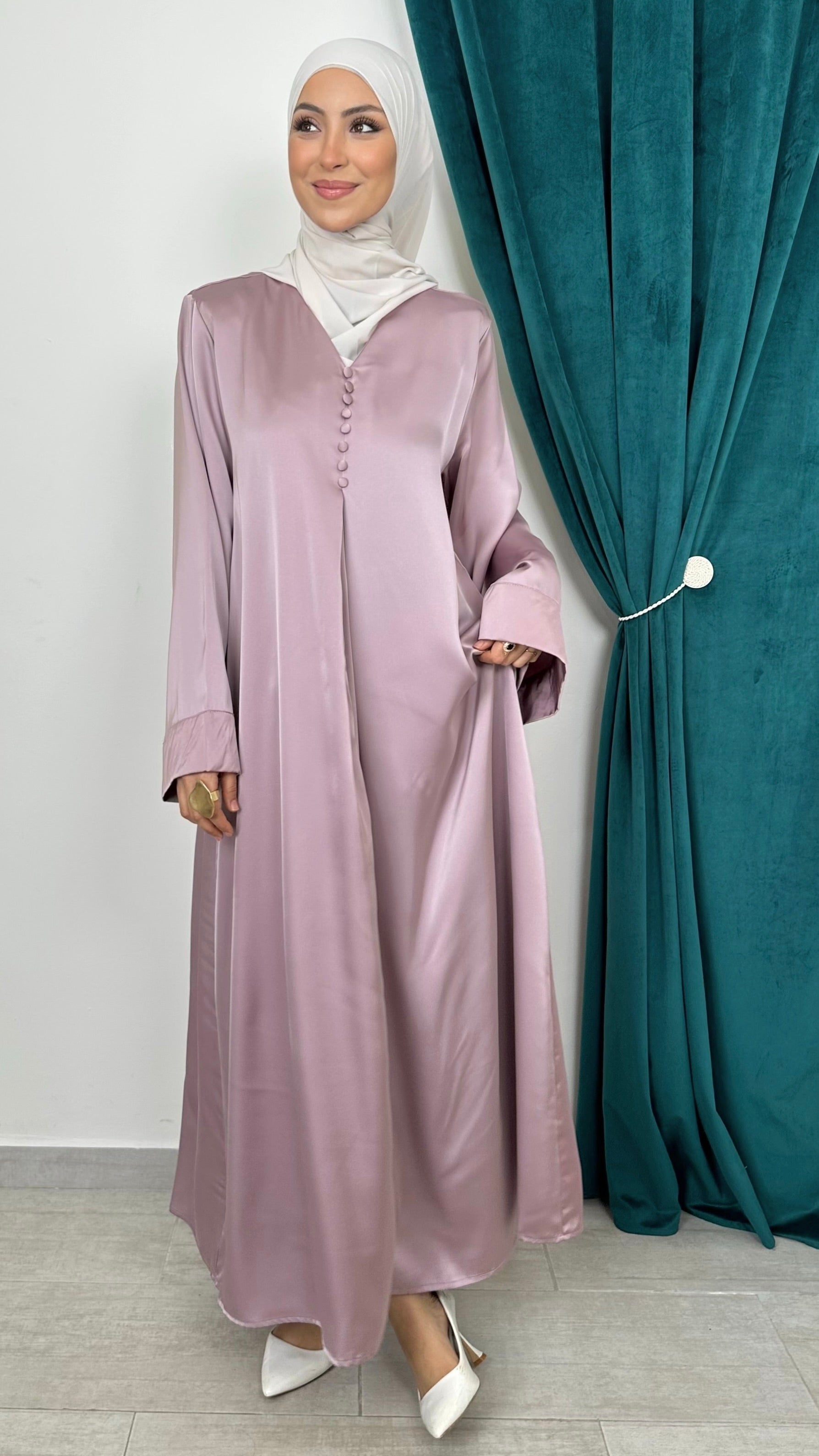 Abaya Satin rose - Hijab Paradise 