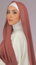 Load image into Gallery viewer, Hijab, chador, velo, turbante, foulard, copricapo, musulmano, islamico, sciarpa,  trasparente, chiffon crepe, Cyprus Amber
