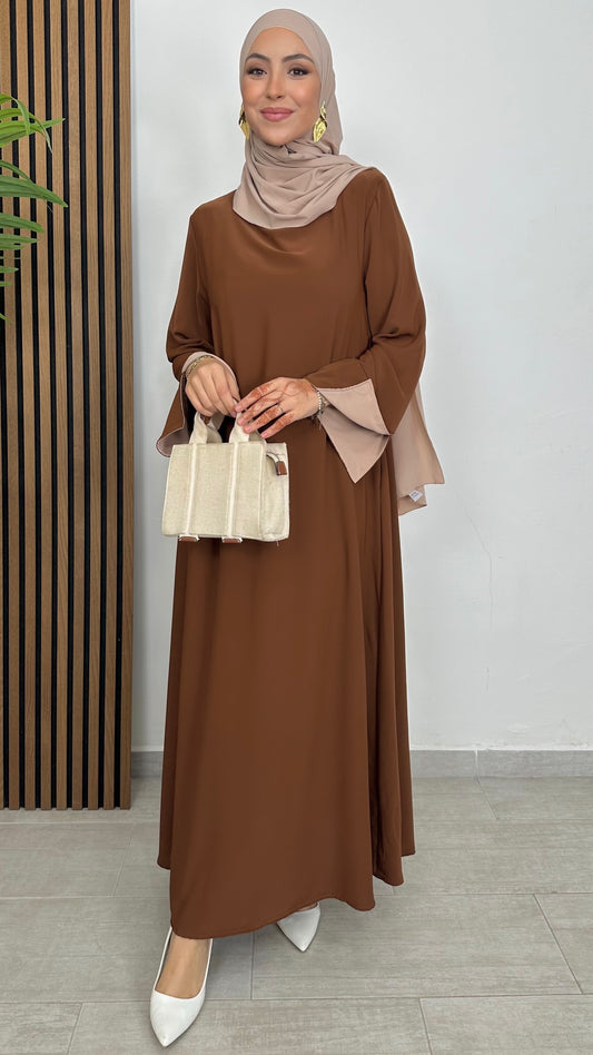 Brown bicolour abaya