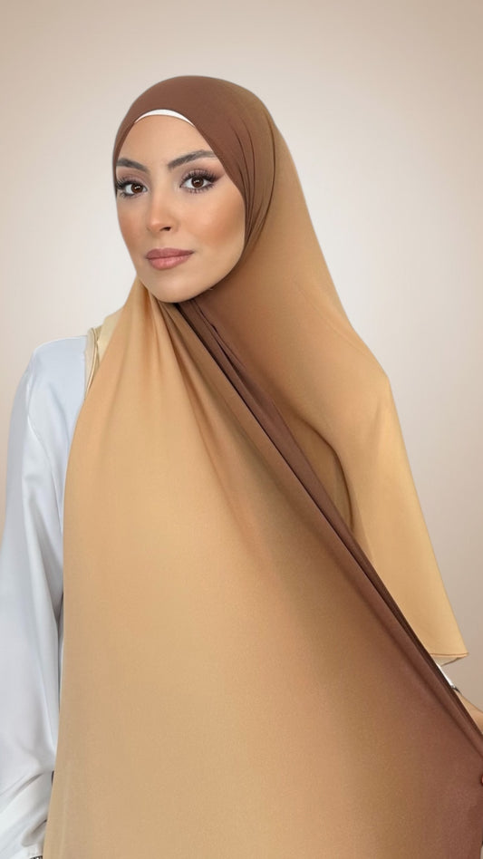 Ombre Flow Hijab Warm Camel