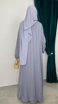 Load image into Gallery viewer, Completo Abaya Satinata Rows Grigio
