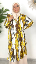 Carica l'immagine nel visualizzatore della galleria, Abito Camicia Blusa Yellow, camicia  marble, camicia colorata, bianco, marrone, giallo , beige, Hijab paradise, donna con hijab, donna musulmana, abito modest
