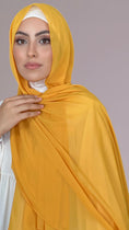 Carica l'immagine nel visualizzatore della galleria, Hijab, chador, velo, turbante, foulard, copricapo, musulmano, islamico, sciarpa,  trasparente, chiffon crepe Ocra
