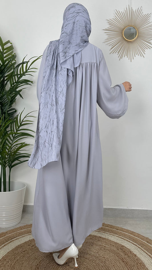 Abaya premaman, abaya larga , abaya con zip per allattare, Hijab , Hijab Paradise, maniche larghe, donna musulmana, tacchi , grigio