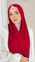 Cargar la imagen en la vista de la galería, Hijab Jersey rosso bordeaux -orlo Flatlock - Hijab Paradise 
