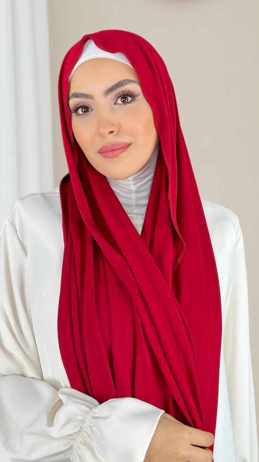 Hijab Jersey rosso bordeaux -orlo Flatlock - Hijab Paradise 