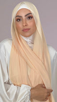 Cargar la imagen en la vista de la galería, Hijab, chador, velo, turbante, foulard, copricapo, musulmano, islamico, sciarpa,  trasparente, chiffon crepe Pesca
