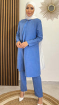 Charger l'image dans la visionneuse de la galerie, Hijab Paradise, tacchi biachi, pantaloni blu, tunica blu, completo blu, completo nickle, hijab bianco, modest dress, turco

