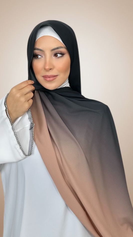 Ombre Flow Hijab BlacktoNude