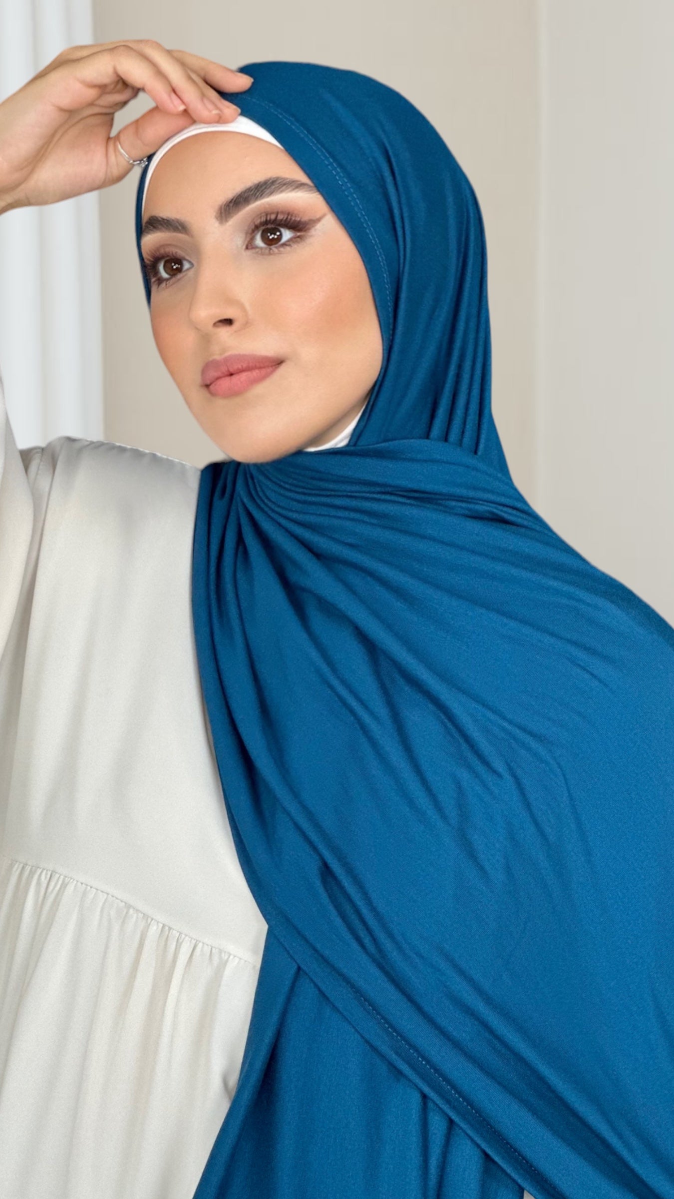 Hijab, chador, velo, turbante, foulard, copricapo, musulmano, islamico, sciarpa, Hijab Jersey Ciano