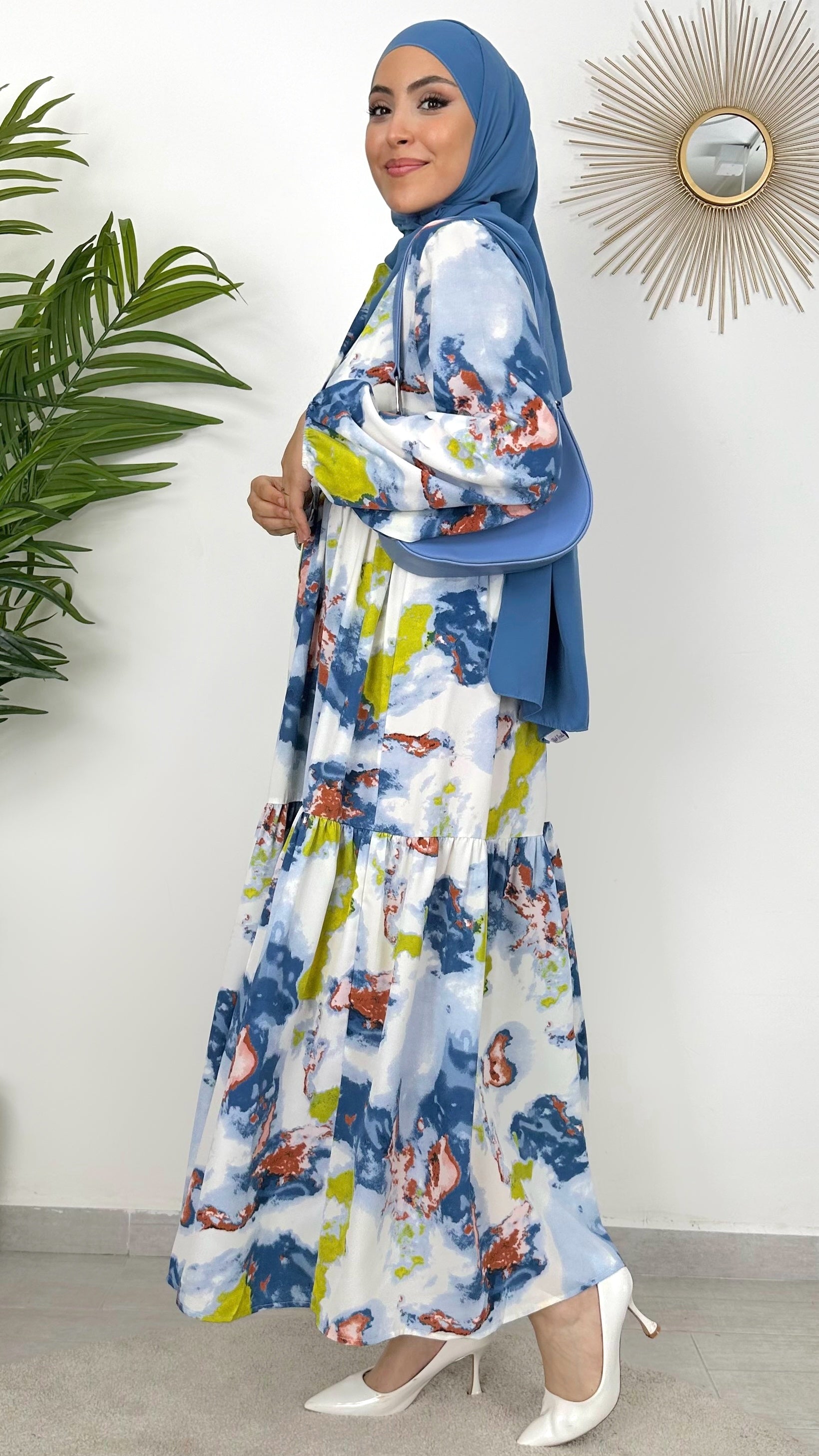 Dress Con Fantasia azzurro - marble - donna musulmana, donna, Hijab, Hijab paradise, fantasia, 