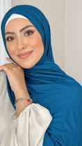 Carica l'immagine nel visualizzatore della galleria, Hijab, chador, velo, turbante, foulard, copricapo, musulmano, islamico, sciarpa, Hijab Jersey Ciano
