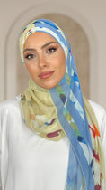 Cargar la imagen en la vista de la galería, Patterned Bicolour Hijab, Hijab doppio colore, hijab con fantasia, hijab Paradise, sorriso, donna musulmana, Hijab multiuso
