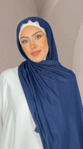 Charger l'image dans la visionneuse de la galerie, Hijab Jersey Blu notte -orlo Flatlock
