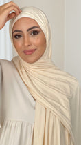 Cargar la imagen en la vista de la galería, Hijab, chador, velo, turbante, foulard, copricapo, musulmano, islamico, sciarpa, Hijab Jersey Beige Chiaro
