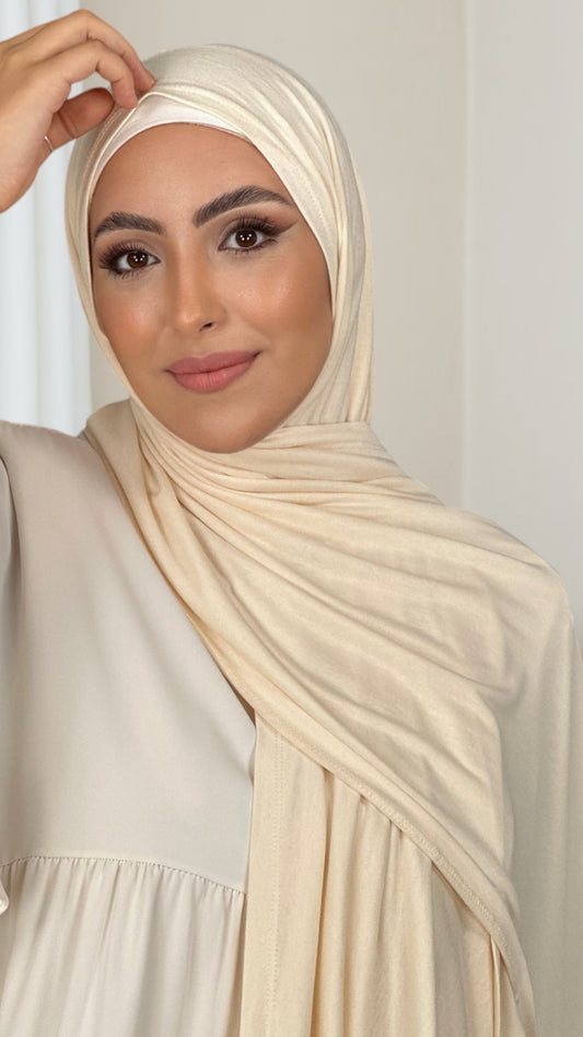 Hijab, chador, velo, turbante, foulard, copricapo, musulmano, islamico, sciarpa, Hijab Jersey Beige Chiaro
