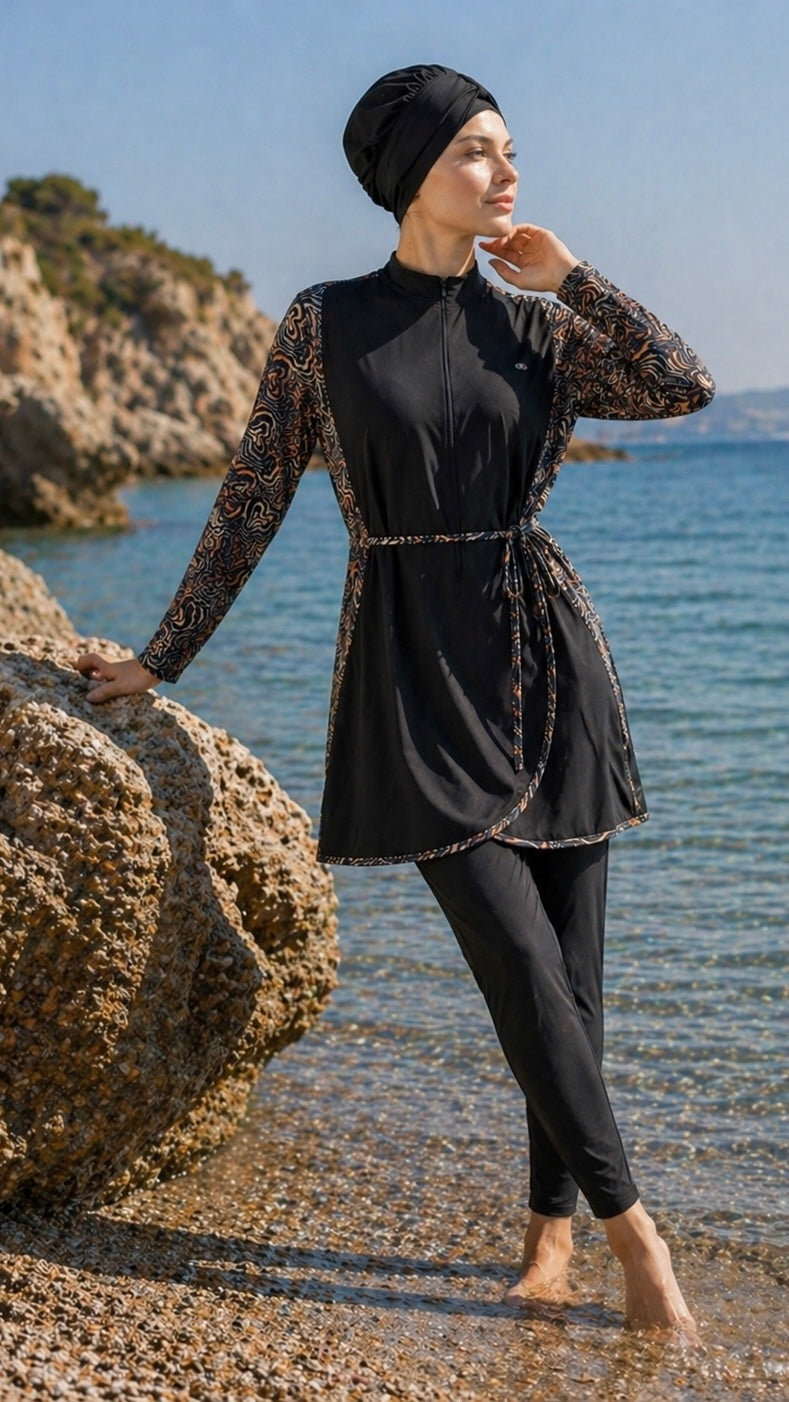 Burkini Marina Flow – nero - Hijab Paradise 