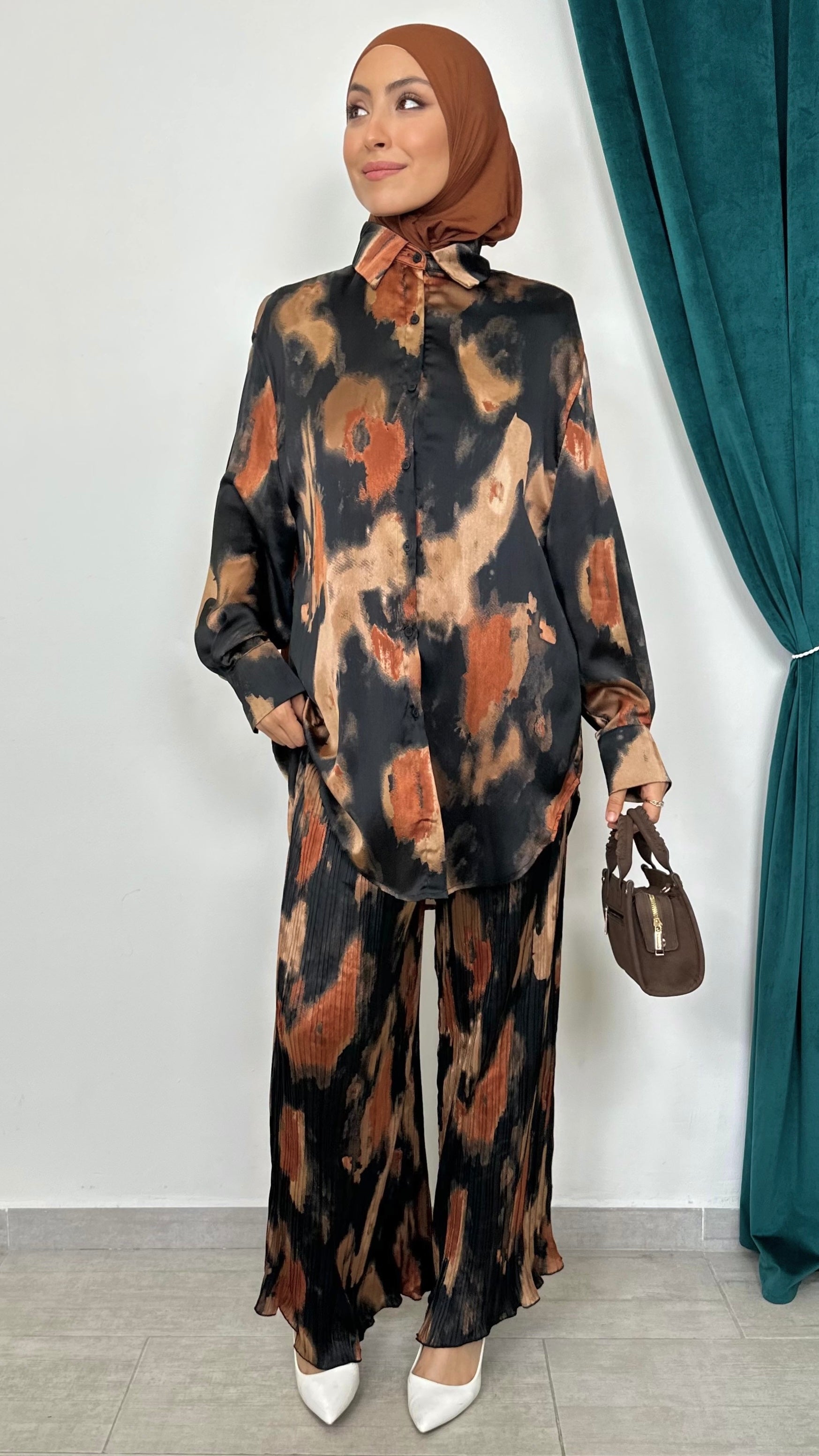 Coordinato plissè Nero - Hijab Paradise 