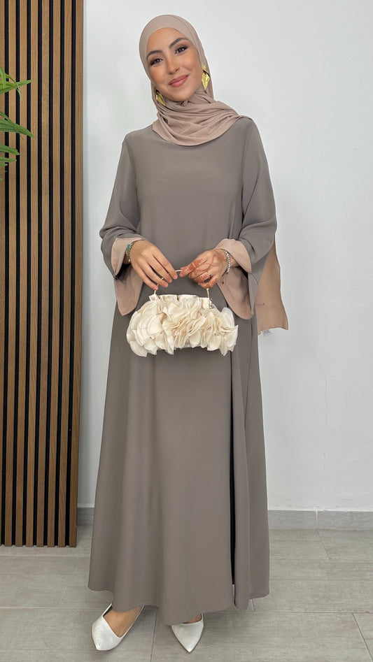 Brown bicolour abaya